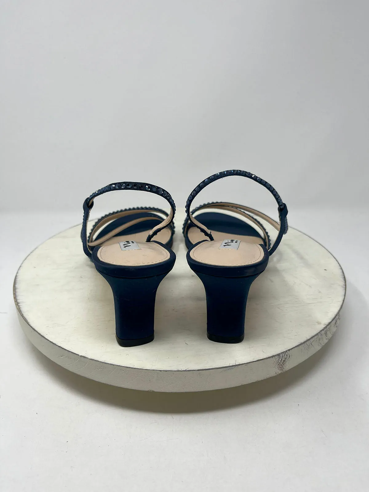 Nina Taille 9.5 Marine Talons Strass Cristal Cloutés NWOB
