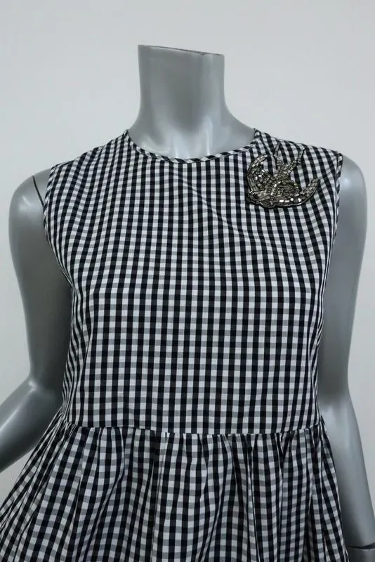 N° 21 Haut en péplum Crystal Bird à carreaux noir et blanc Taille 40 Blouse sans manches