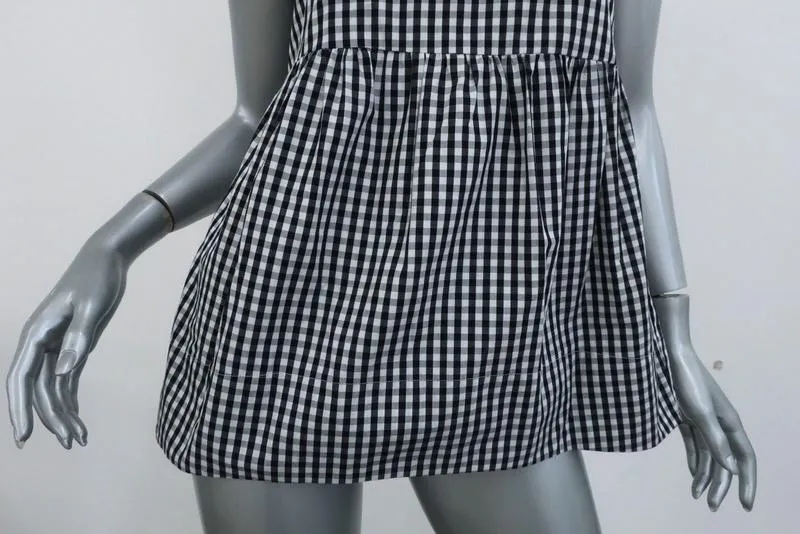 N° 21 Haut en péplum Crystal Bird à carreaux noir et blanc Taille 40 Blouse sans manches