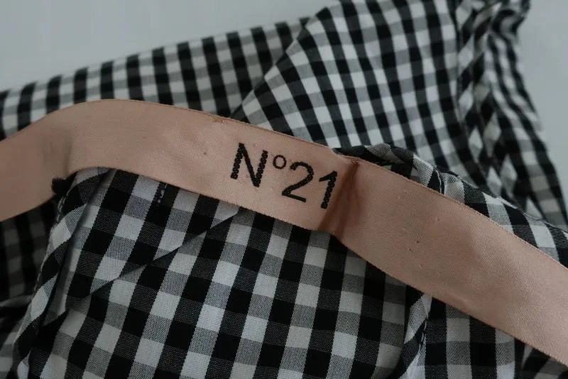 N° 21 Haut en péplum Crystal Bird à carreaux noir et blanc Taille 40 Blouse sans manches
