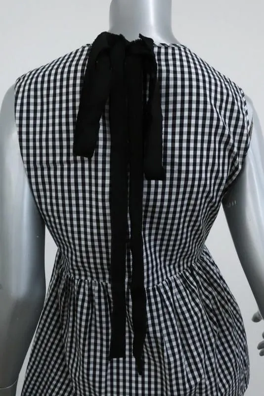 N° 21 Haut en péplum Crystal Bird à carreaux noir et blanc Taille 40 Blouse sans manches