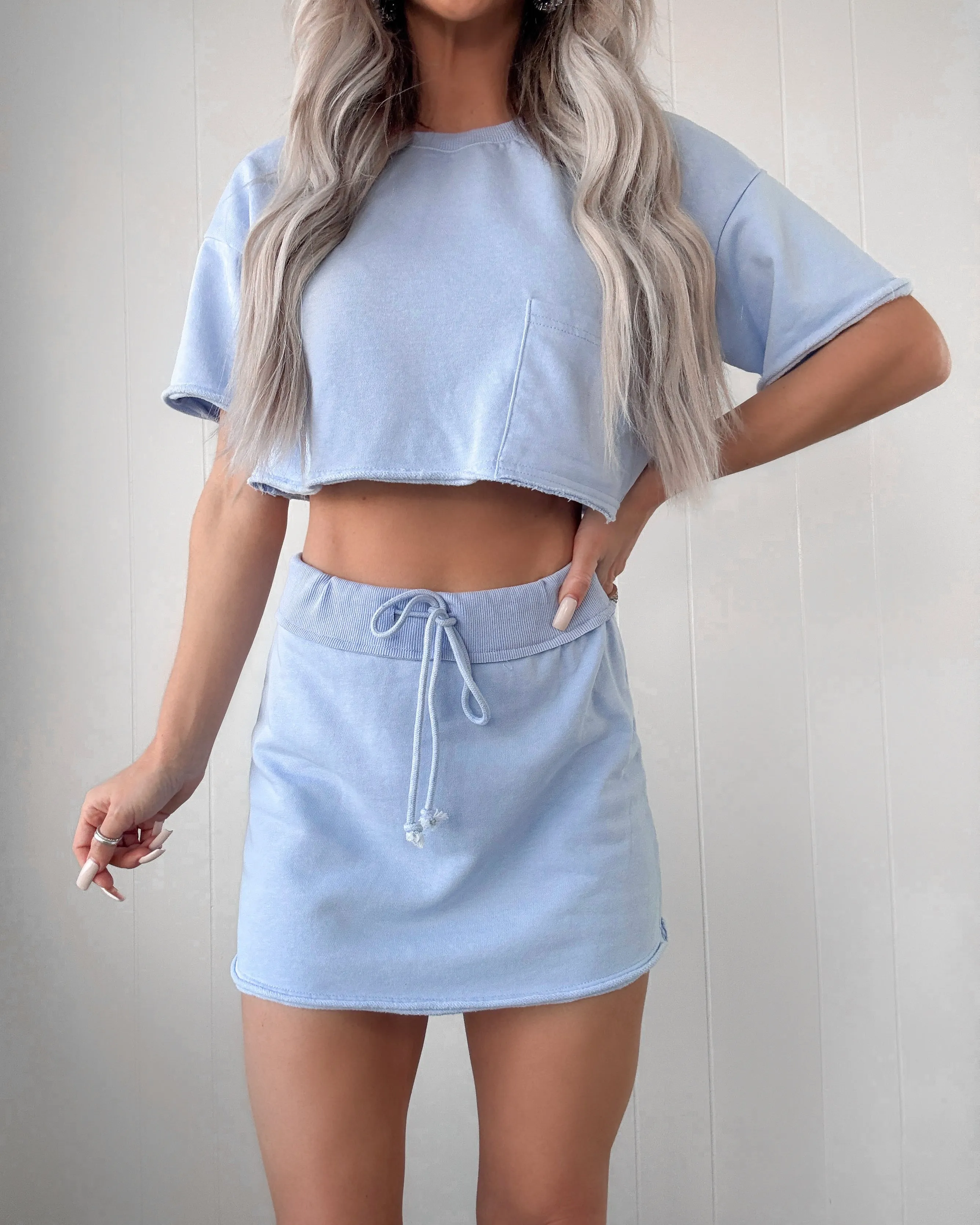 Ensemble Crop Tee Nora & Jupe-Short - Bleu Bébé
