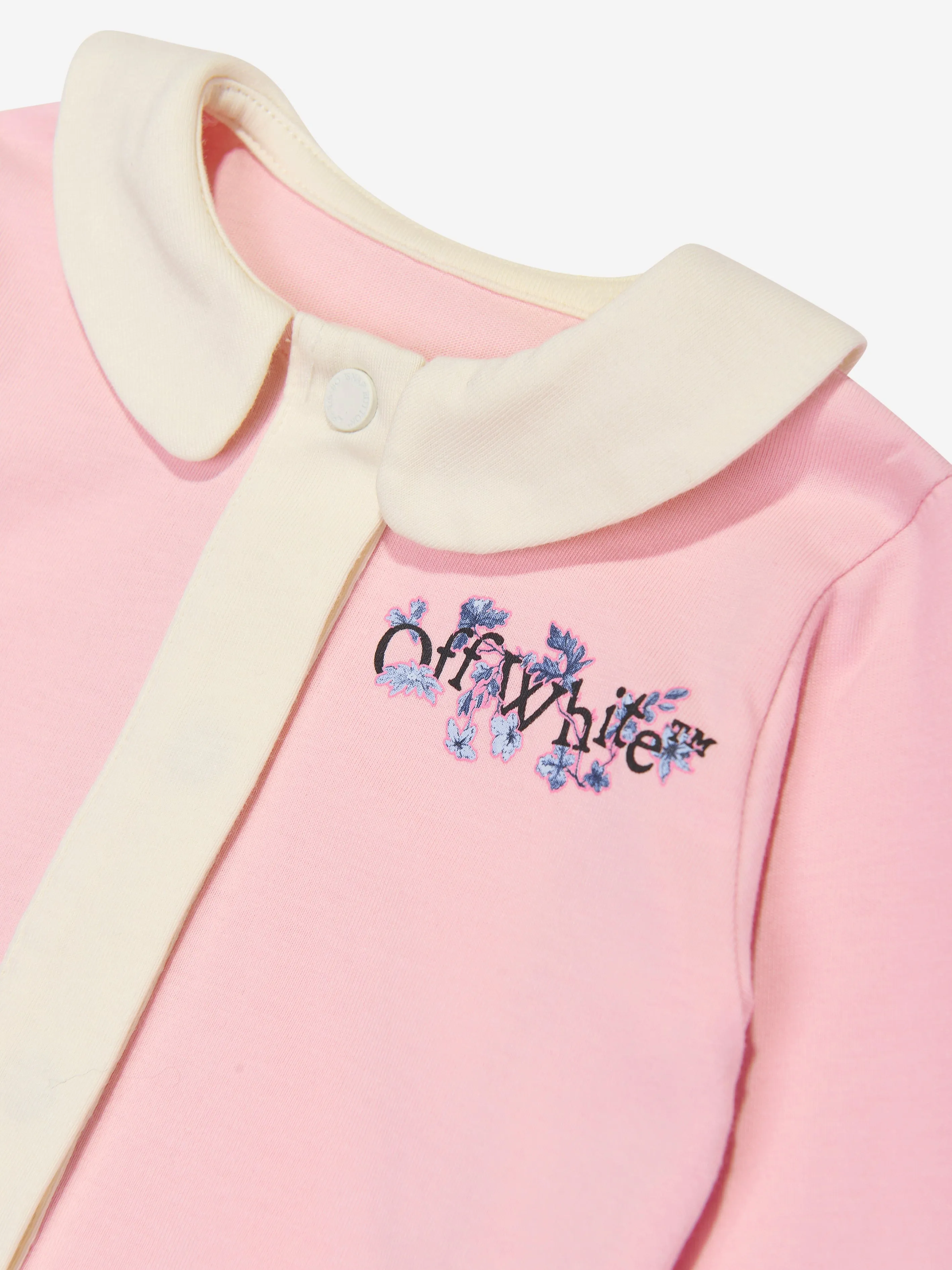 Off-White Combinaison Fleurs Littéraires pour Fille en Rose