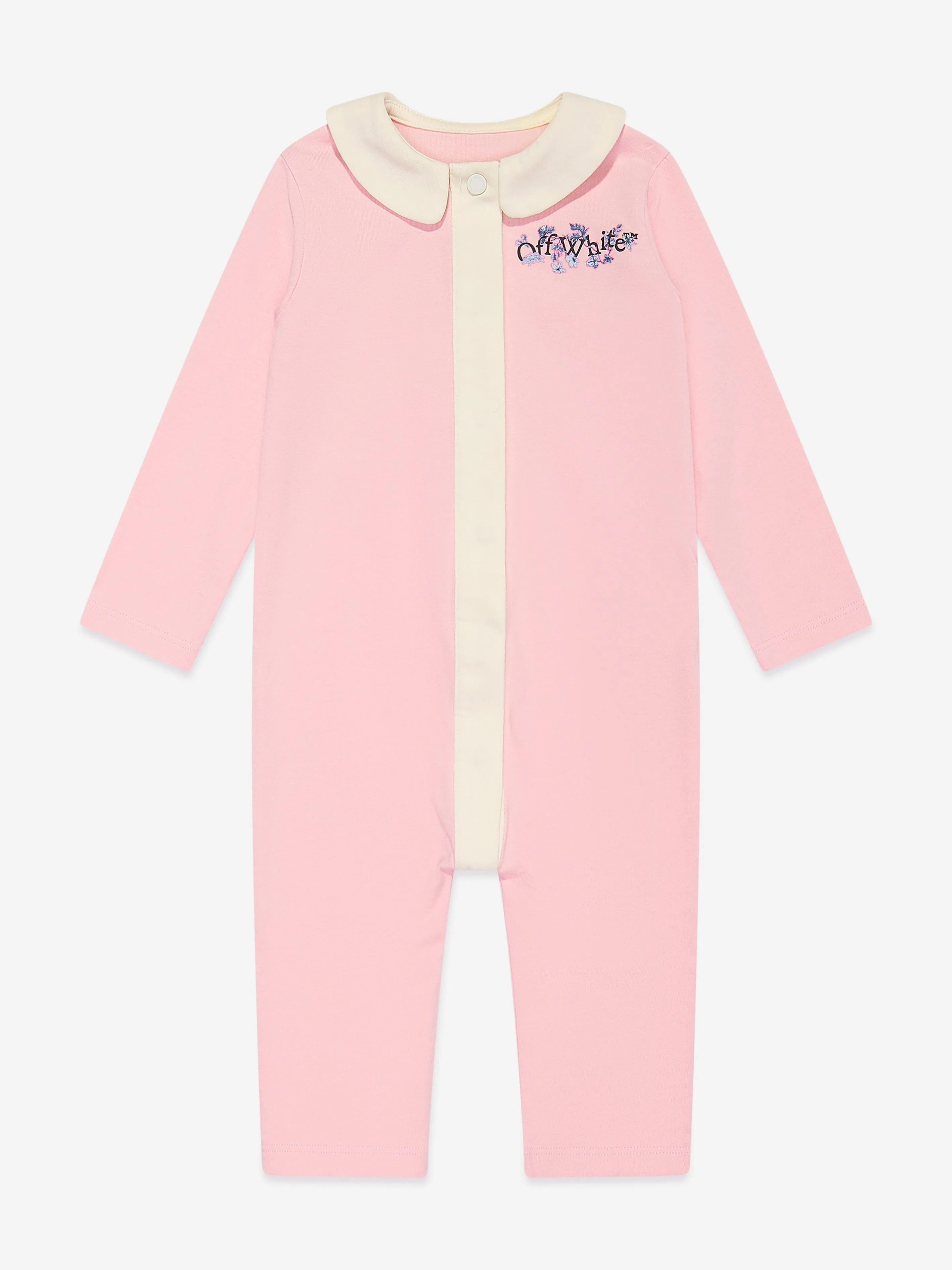 Off-White Combinaison Fleurs Littéraires pour Fille en Rose