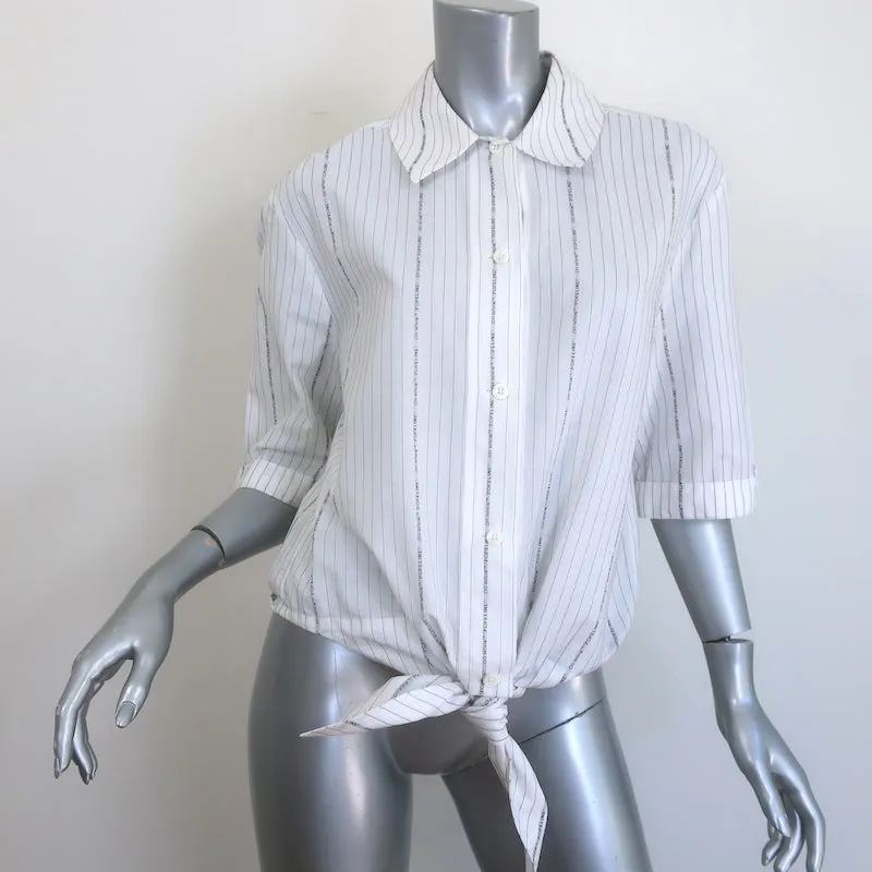 Off-White c/o Virgil Abloh Chemise à nœud devant en popeline rayée blanche Taille 40
