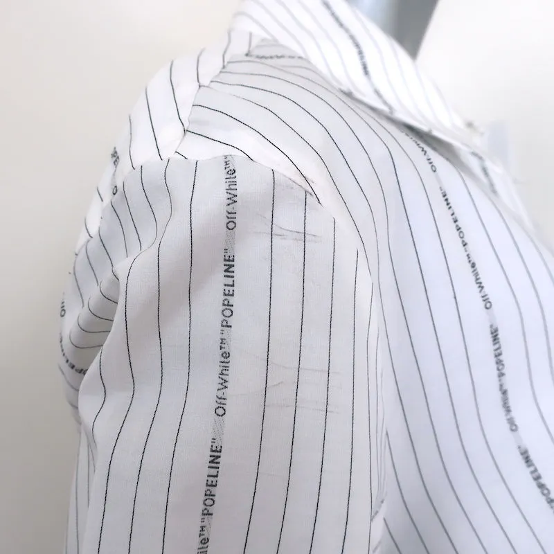 Off-White c/o Virgil Abloh Chemise à nœud devant en popeline rayée blanche Taille 40