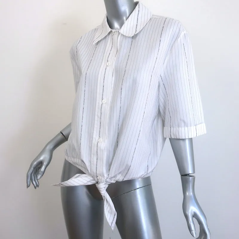 Off-White c/o Virgil Abloh Chemise à nœud devant en popeline rayée blanche Taille 40