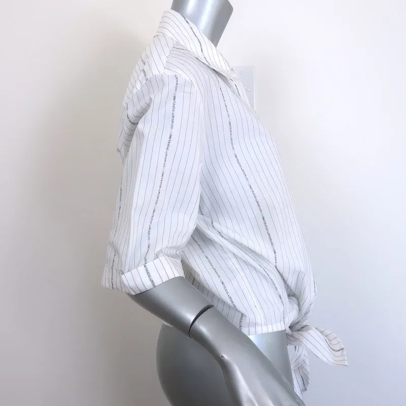 Off-White c/o Virgil Abloh Chemise à nœud devant en popeline rayée blanche Taille 40