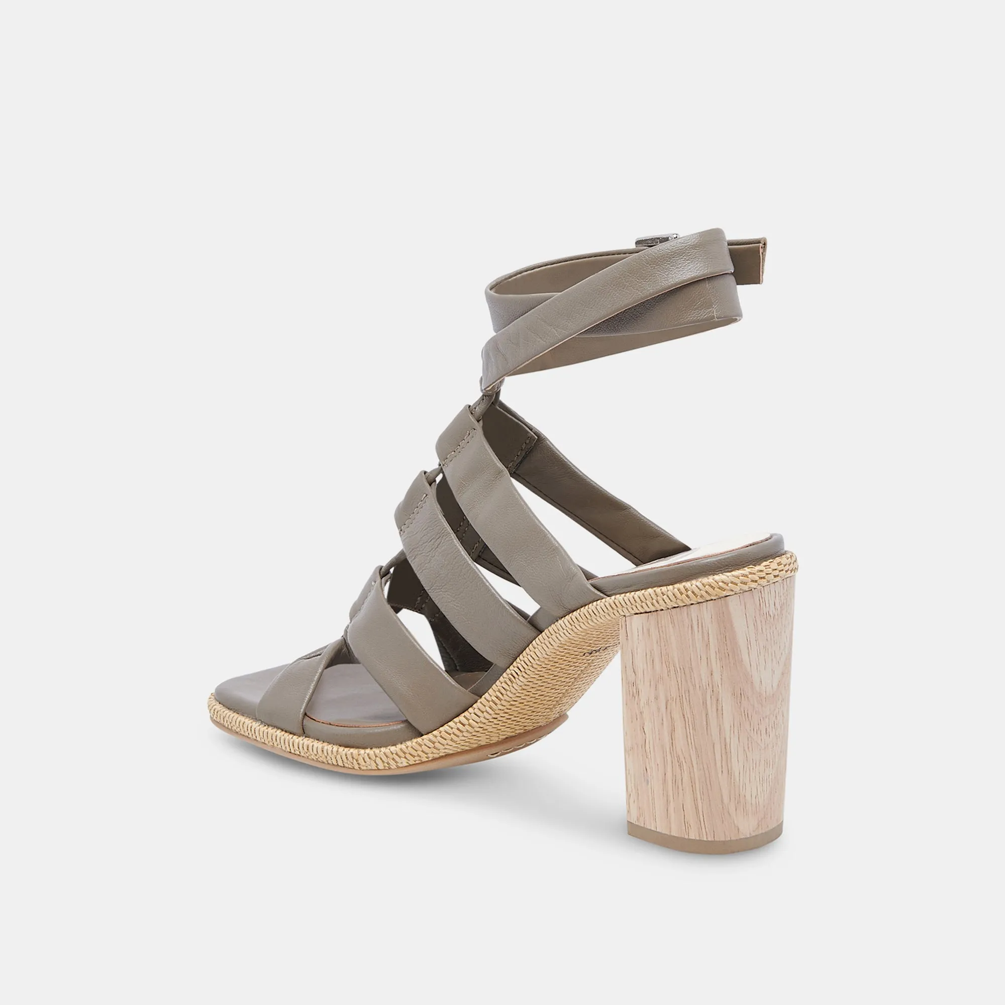 OLEMA TALONS CUIR VERT OLIVE FONCÉ