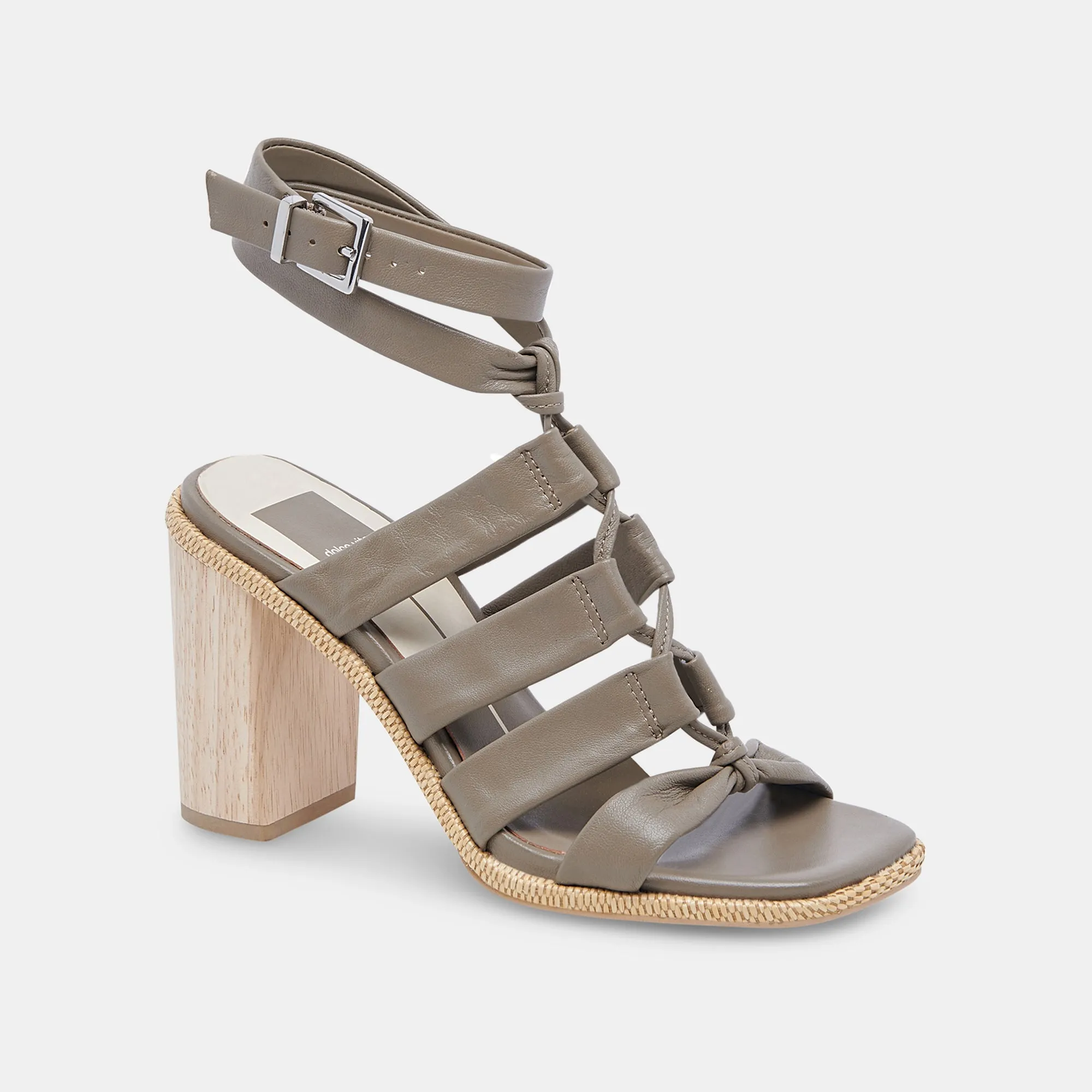 OLEMA TALONS CUIR VERT OLIVE FONCÉ