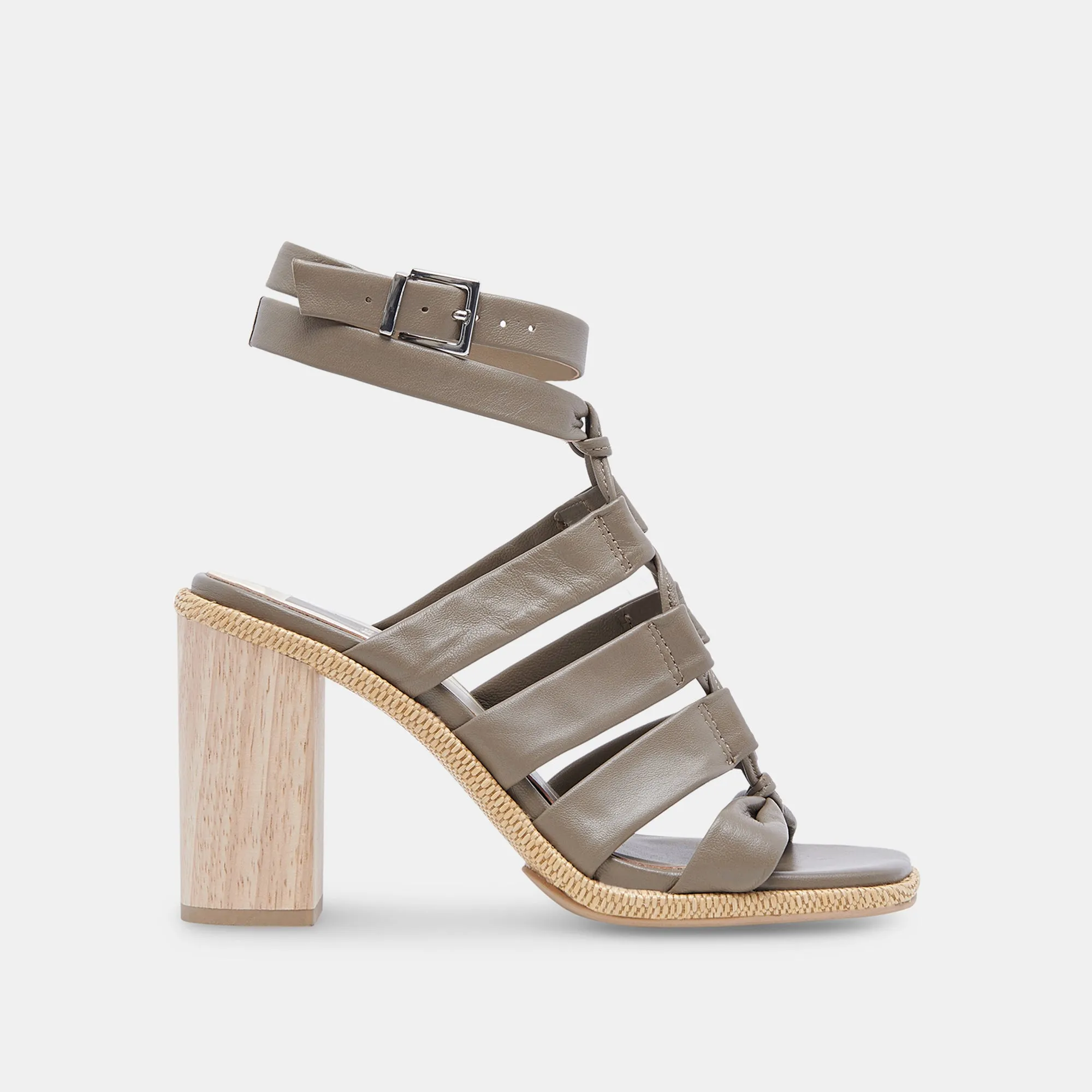 OLEMA TALONS CUIR VERT OLIVE FONCÉ