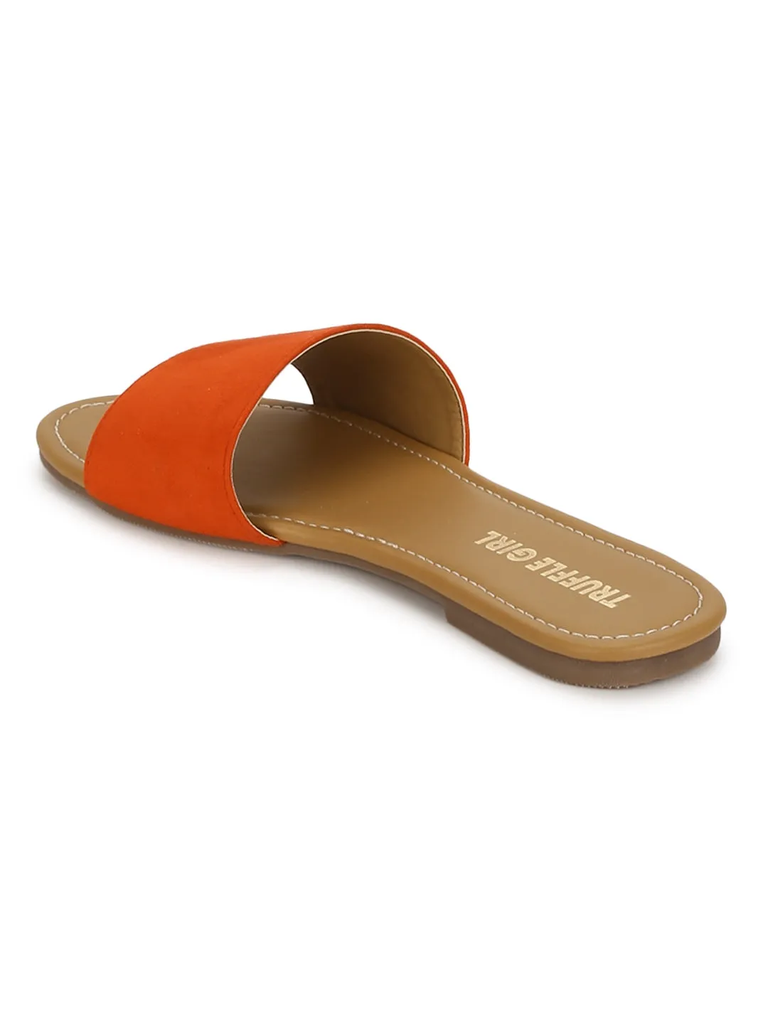 Sandales plates à glissière PU orange