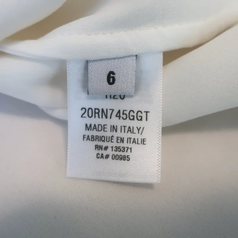 Oscar de La Renta Blouse à nœud papillon en soie ivoire Taille 6 Haut sans manches NEUF