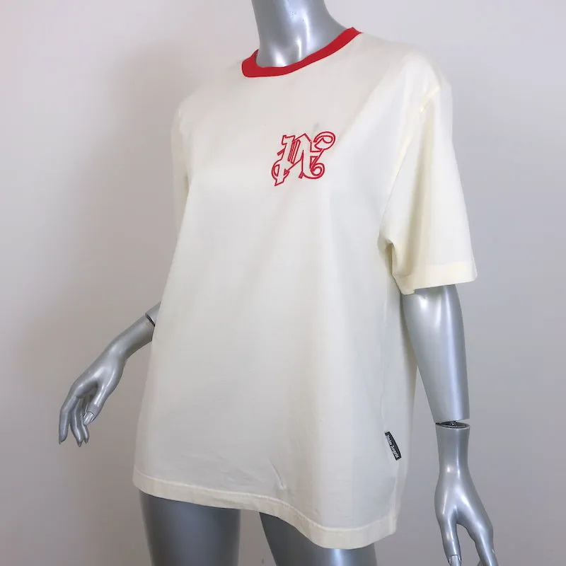 Palm Angels x Formule 1 T-shirt Monogramme Ivoire Coton Taille Moyenne NEUF