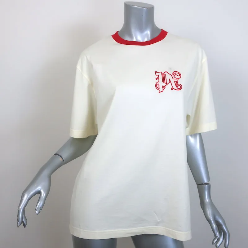 Palm Angels x Formule 1 T-shirt Monogramme Ivoire Coton Taille Moyenne NEUF