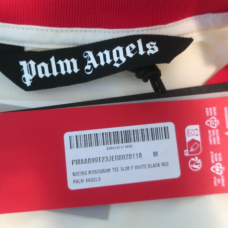 Palm Angels x Formule 1 T-shirt Monogramme Ivoire Coton Taille Moyenne NEUF