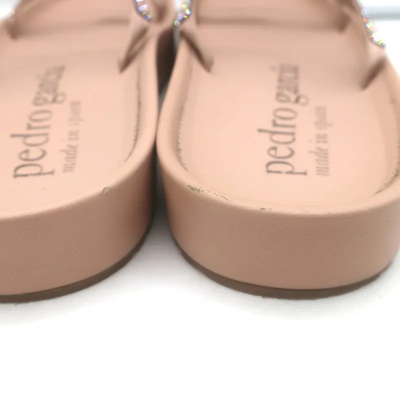 Sandales à glissière Pedro Garcia Alania ornées de cristaux en cuir rose blush taille 38