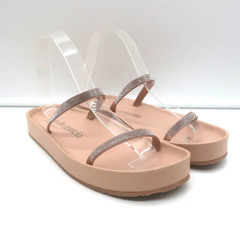 Sandales à glissière Pedro Garcia Alania ornées de cristaux en cuir rose blush taille 38