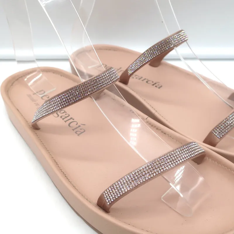 Sandales à glissière Pedro Garcia Alania ornées de cristaux en cuir rose blush taille 38
