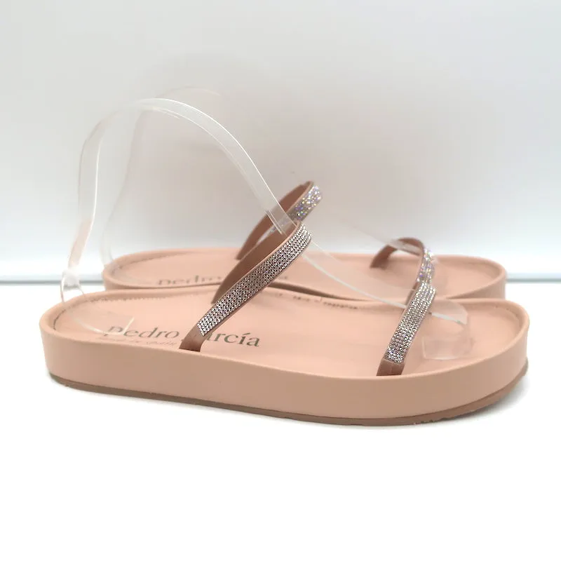 Sandales à glissière Pedro Garcia Alania ornées de cristaux en cuir rose blush taille 38