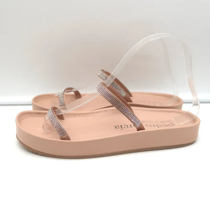 Sandales à glissière Pedro Garcia Alania ornées de cristaux en cuir rose blush taille 38