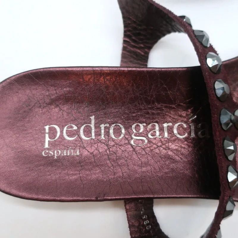 Pedro Garcia Judith Sandales à Paillettes Suédine Bordeaux Taille 38.5
