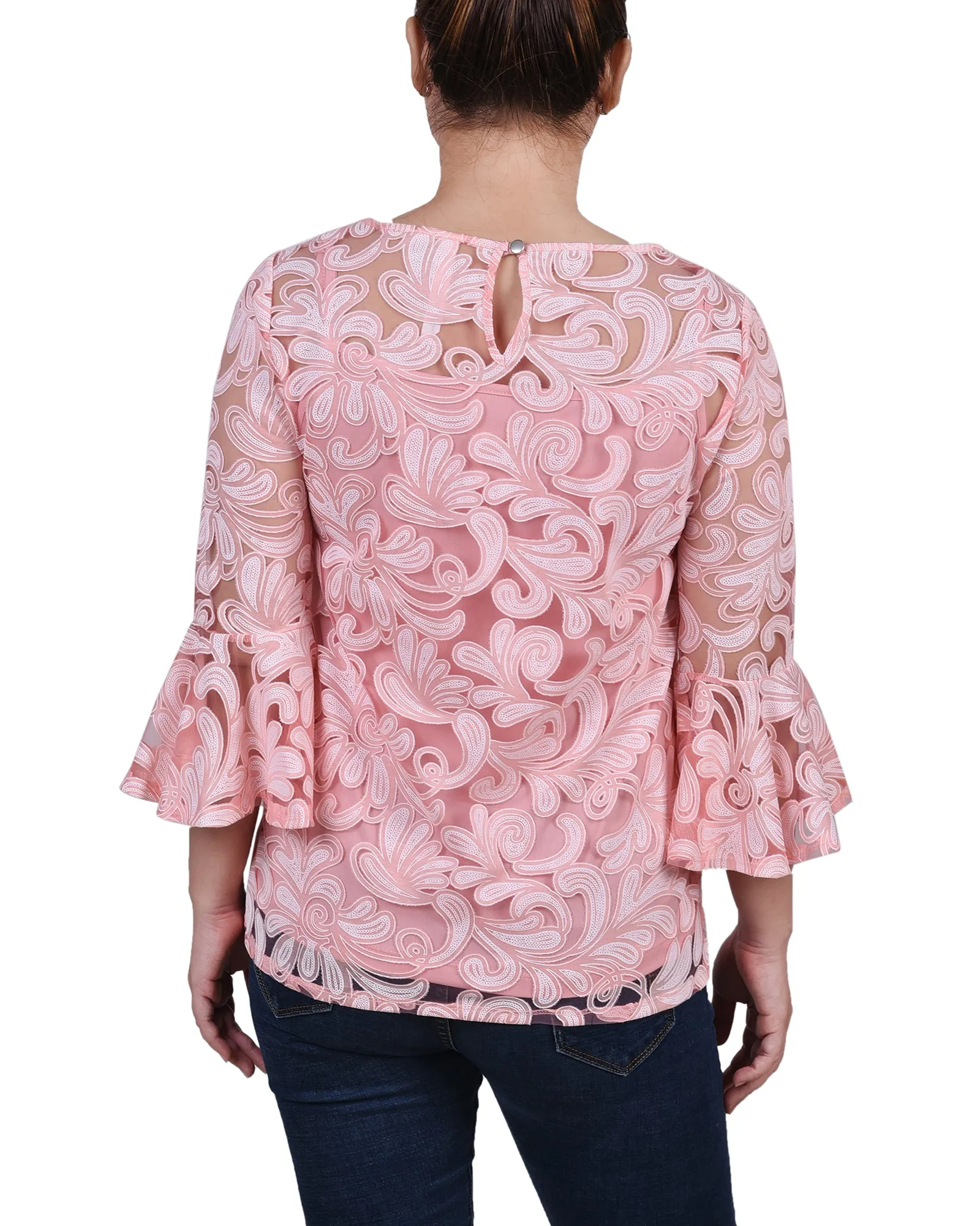 Blouse Petite 3/4 Manches Transparentes Avec Camisole Coordonnée