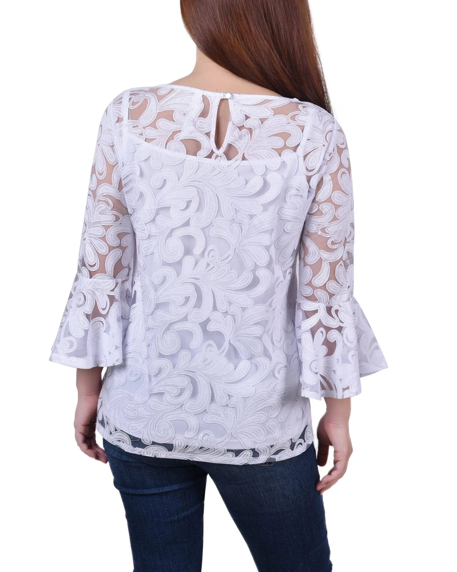 Blouse Petite 3/4 Manches Transparentes Avec Camisole Coordonnée