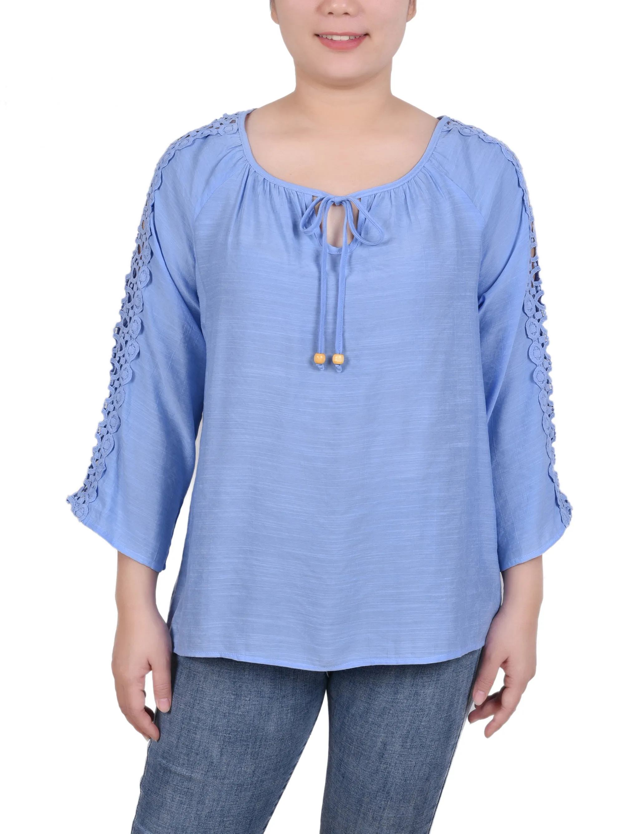 Blouse à détails crochetés avec manches 3/4