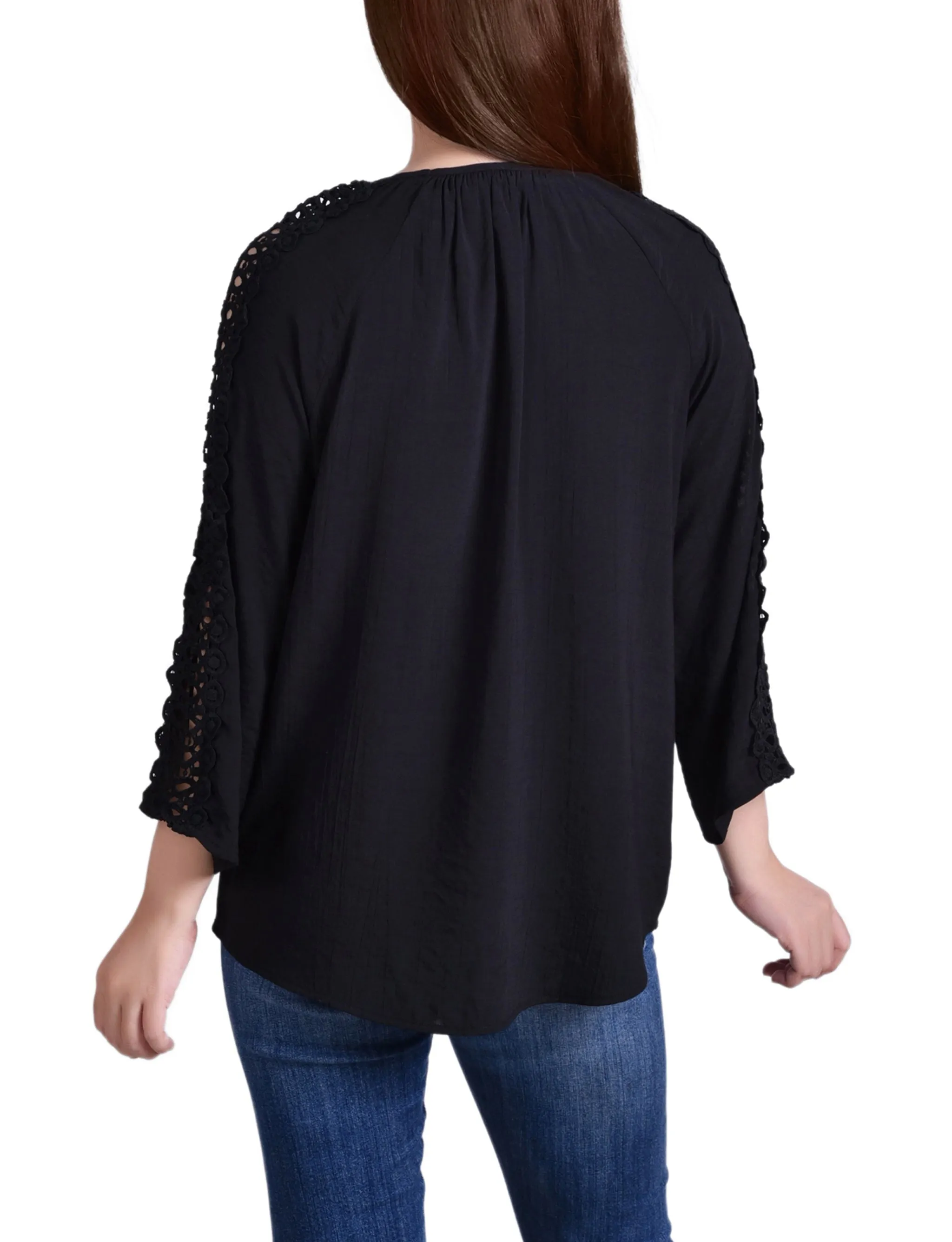 Blouse à détails crochetés avec manches 3/4