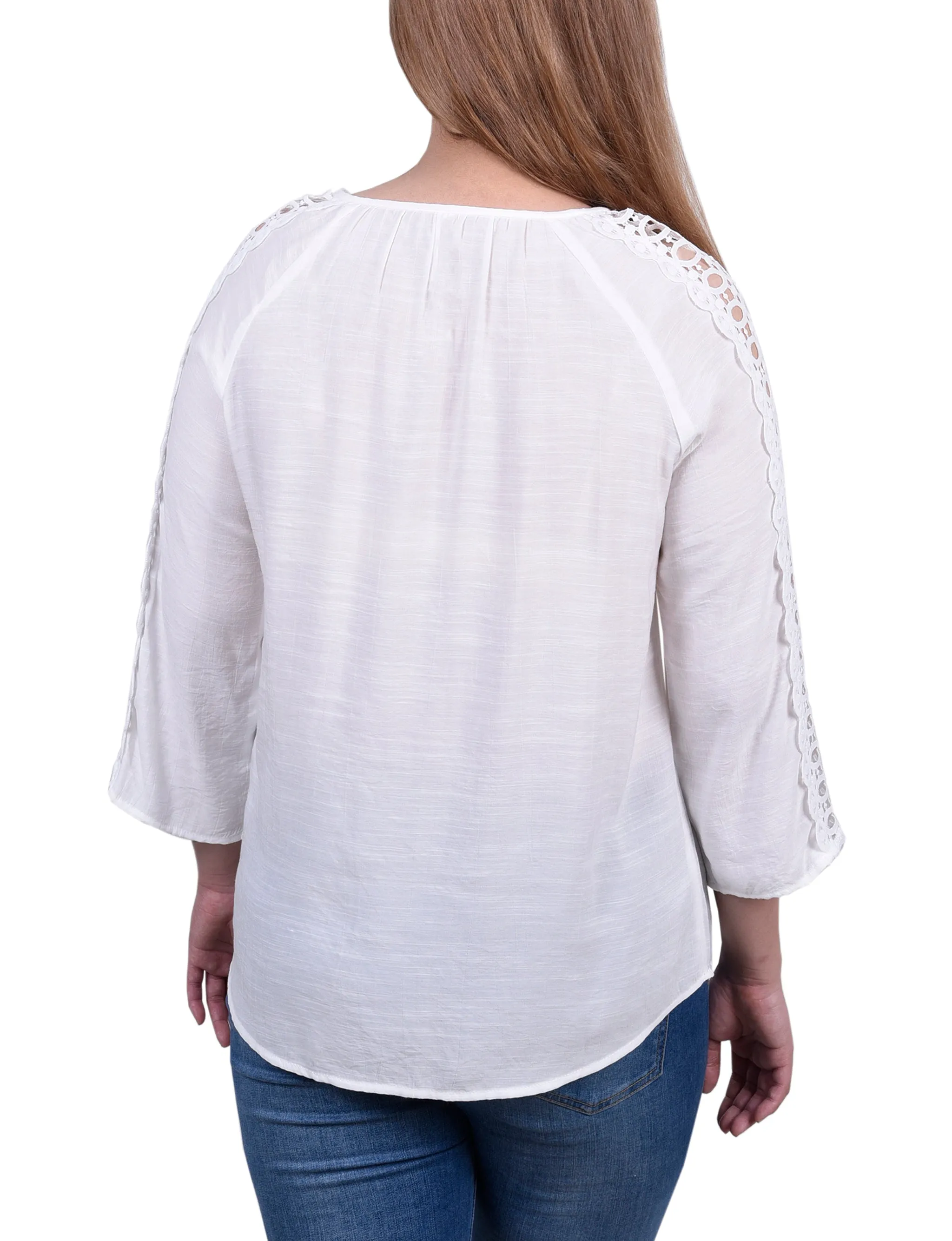Blouse à détails crochetés avec manches 3/4