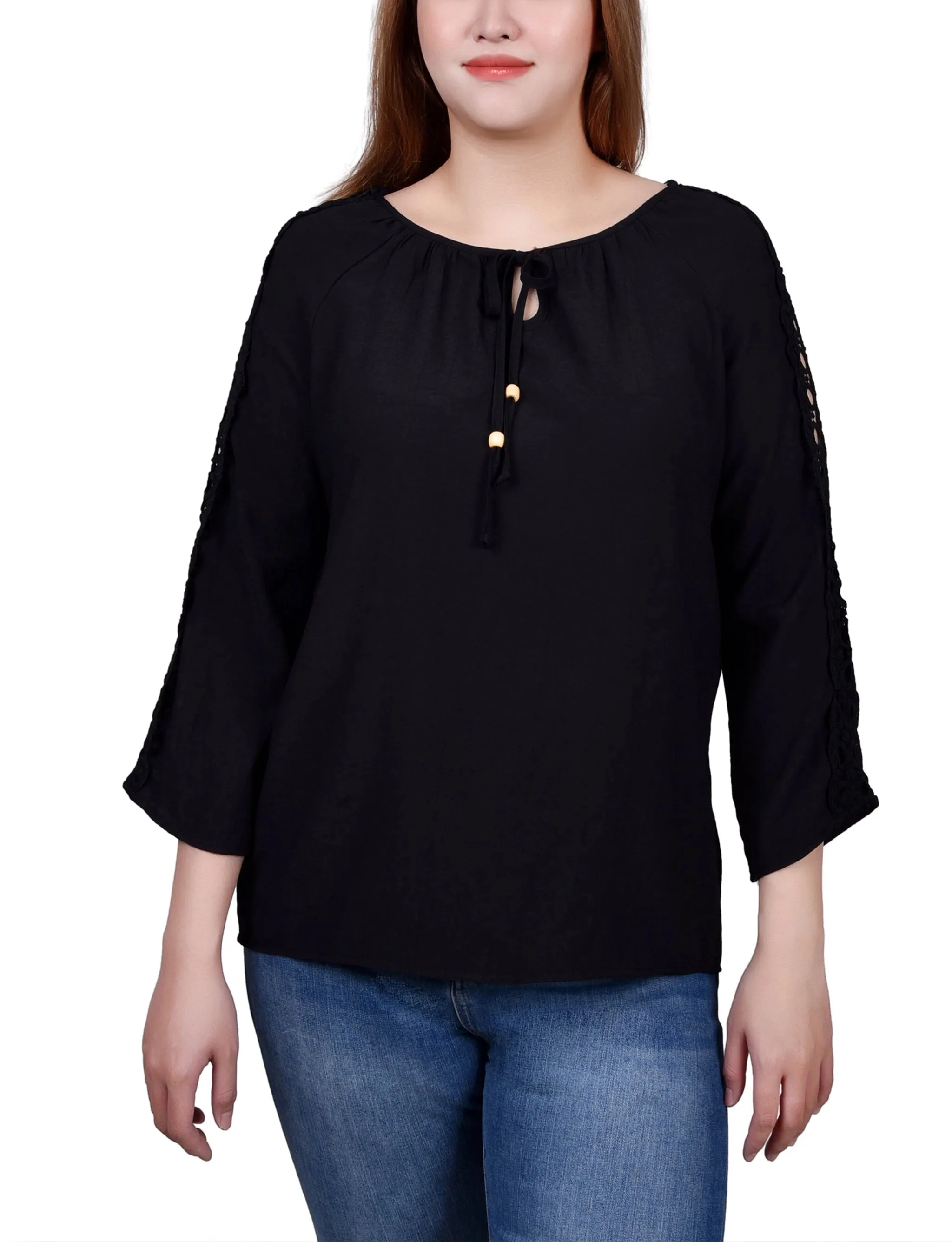 Blouse à détails crochetés avec manches 3/4