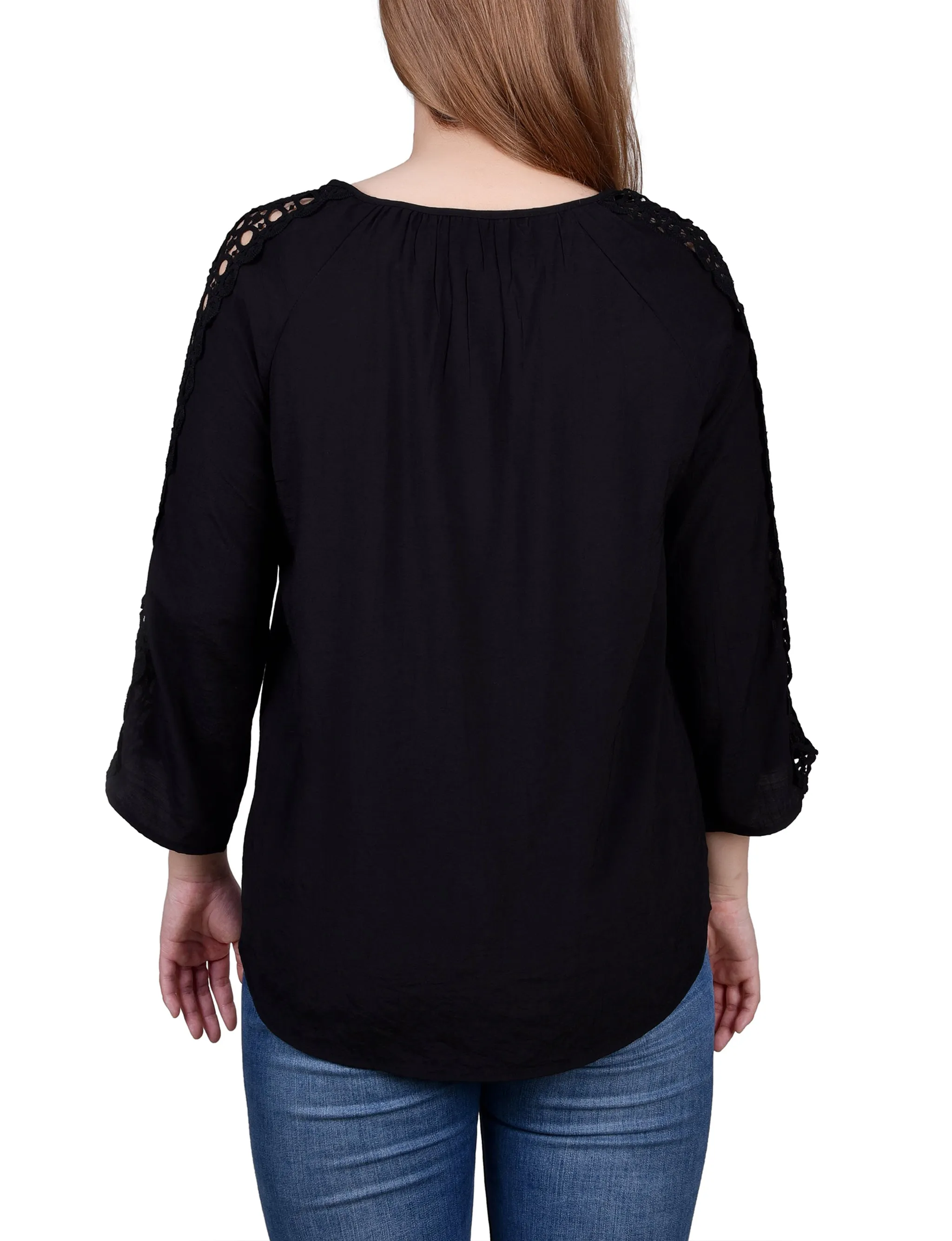 Blouse à détails crochetés avec manches 3/4