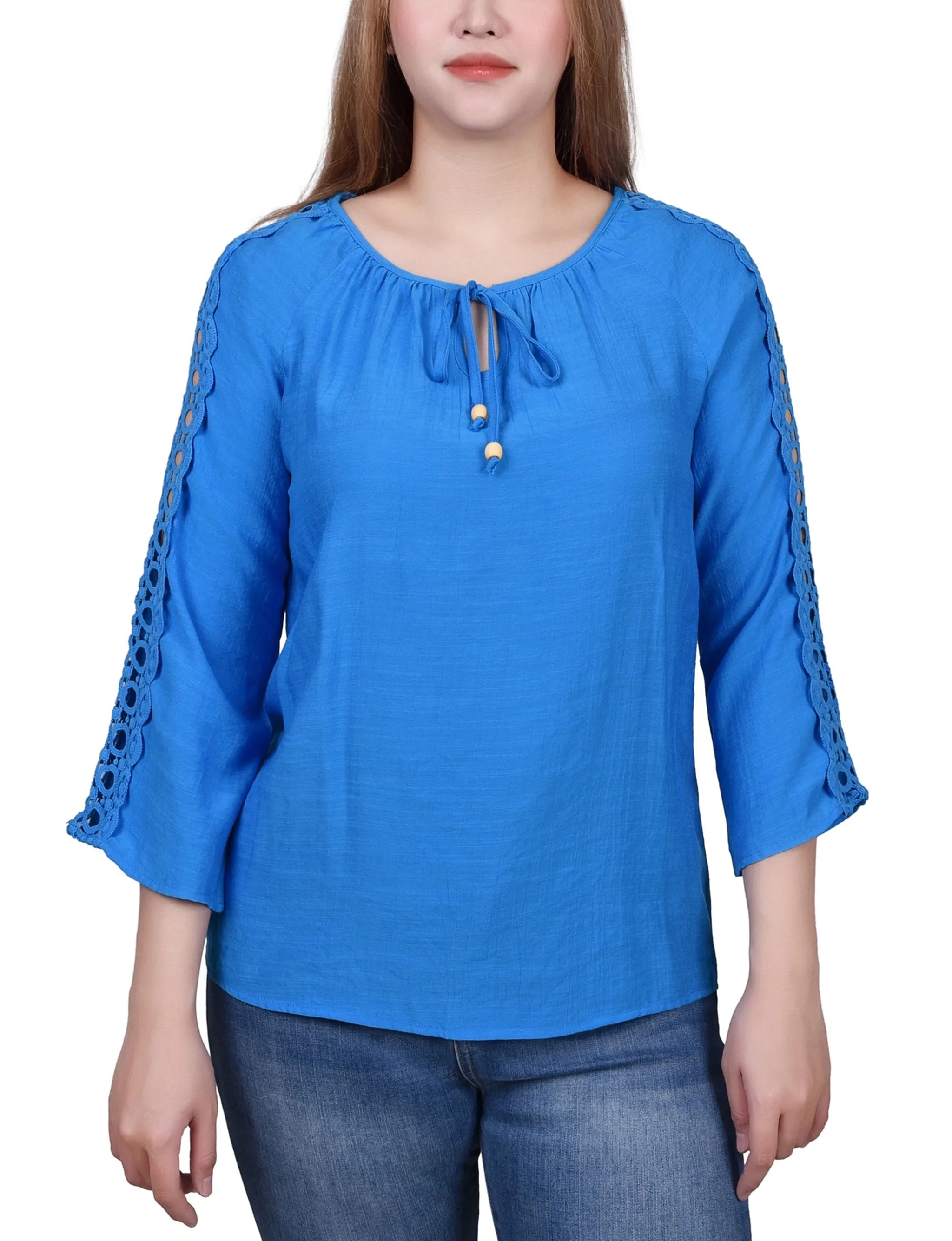 Blouse à détails crochetés avec manches 3/4