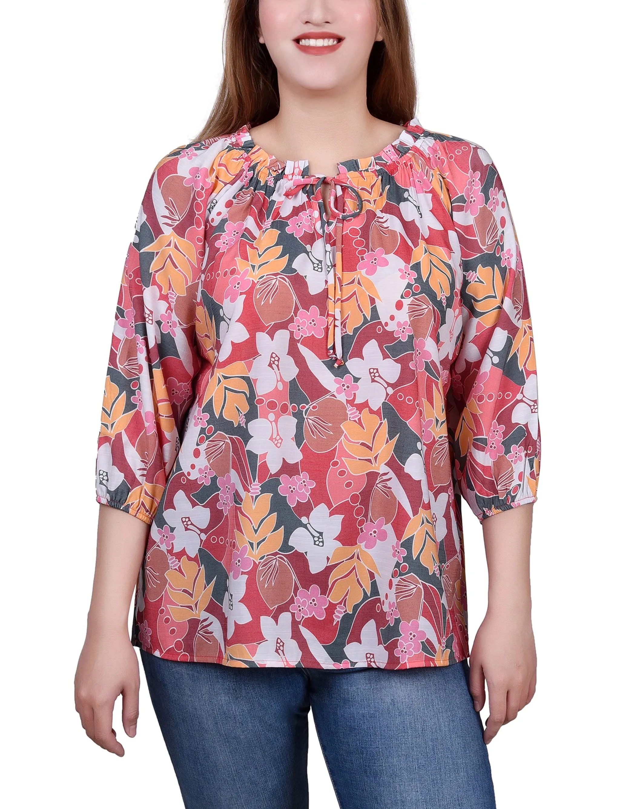 Blouse à encolure coulissante avec manches 3/4