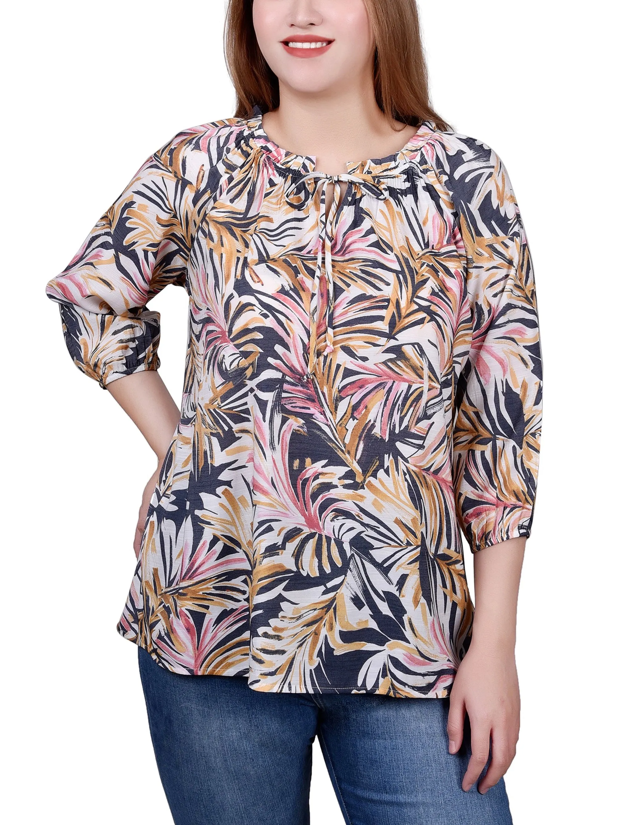 Blouse à encolure coulissante avec manches 3/4