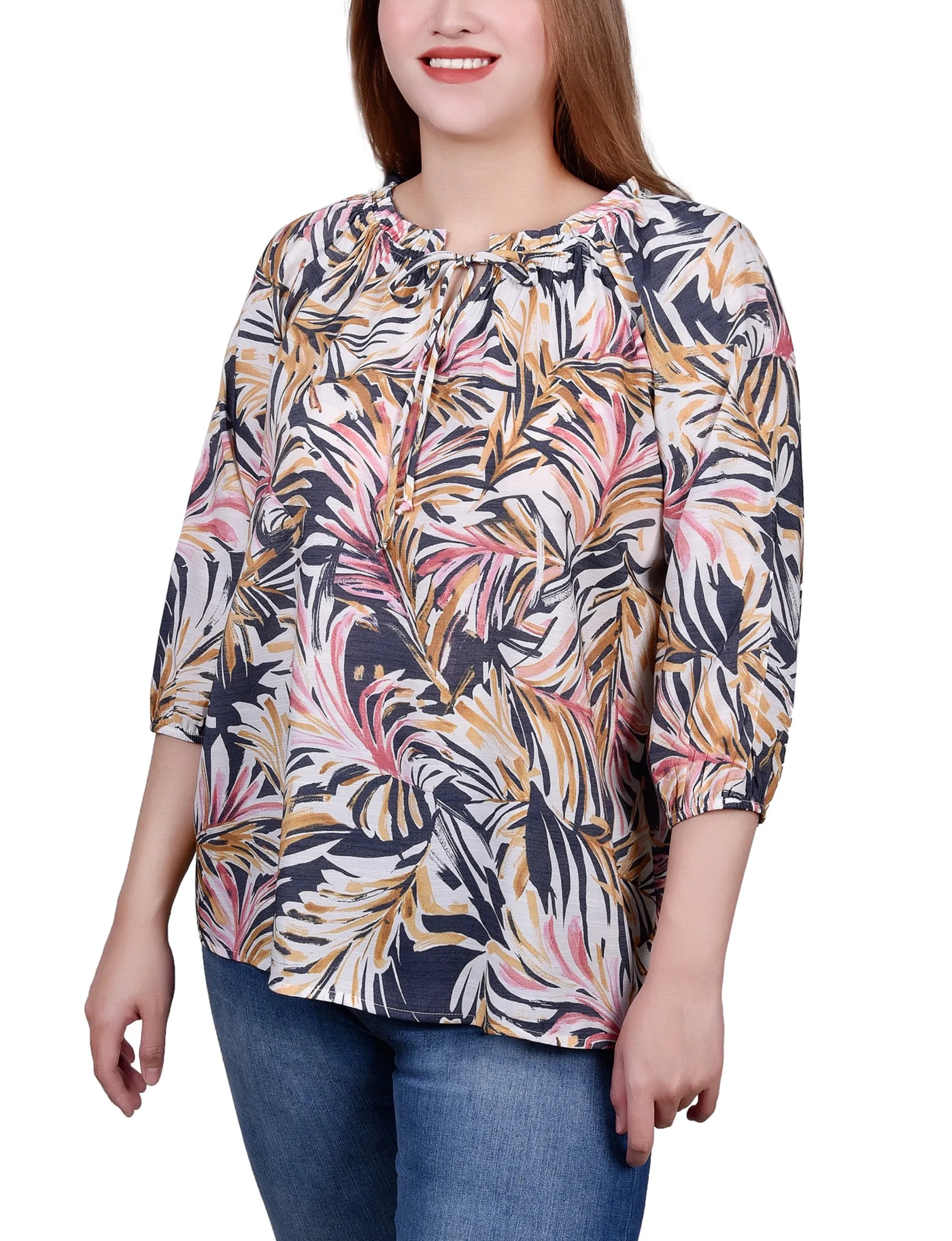 Blouse à encolure coulissante avec manches 3/4