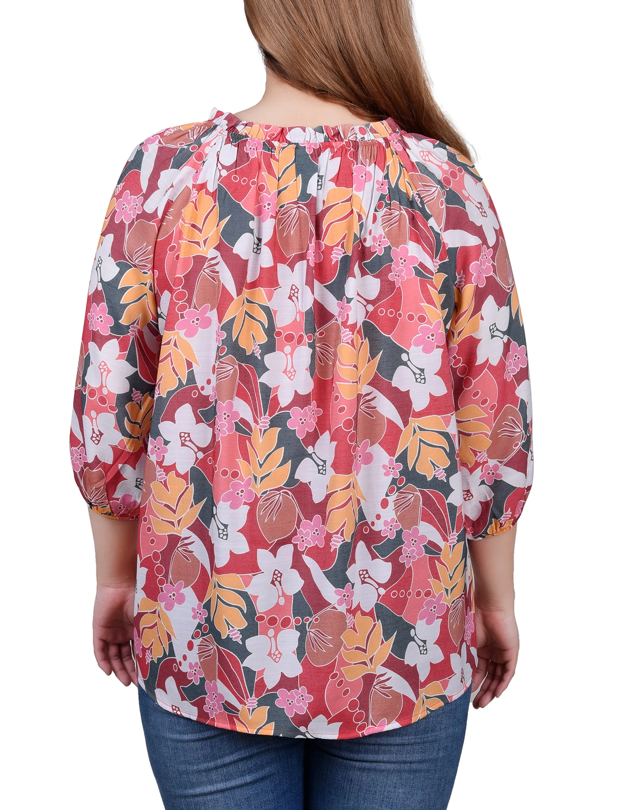 Blouse à encolure coulissante avec manches 3/4