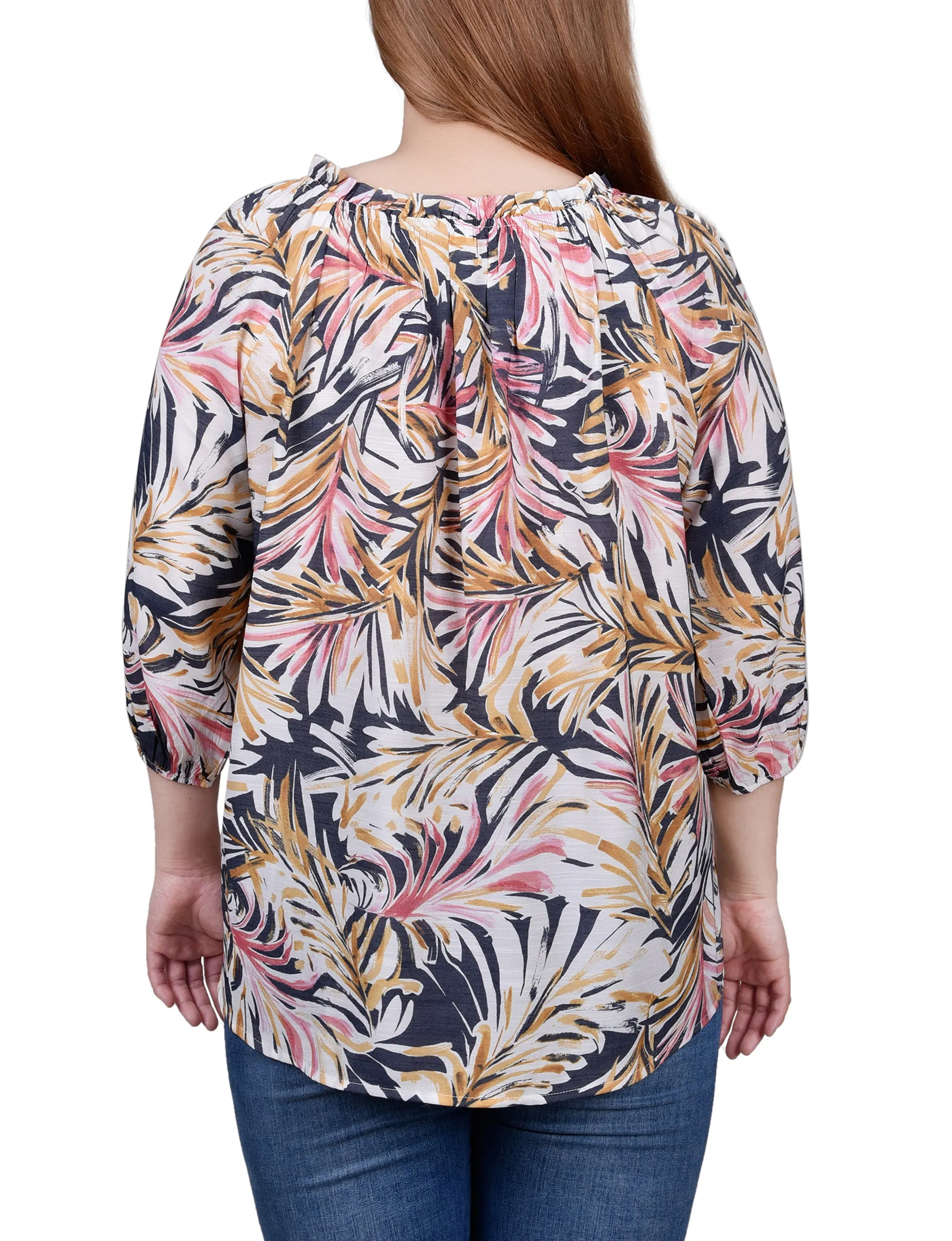 Blouse à encolure coulissante avec manches 3/4