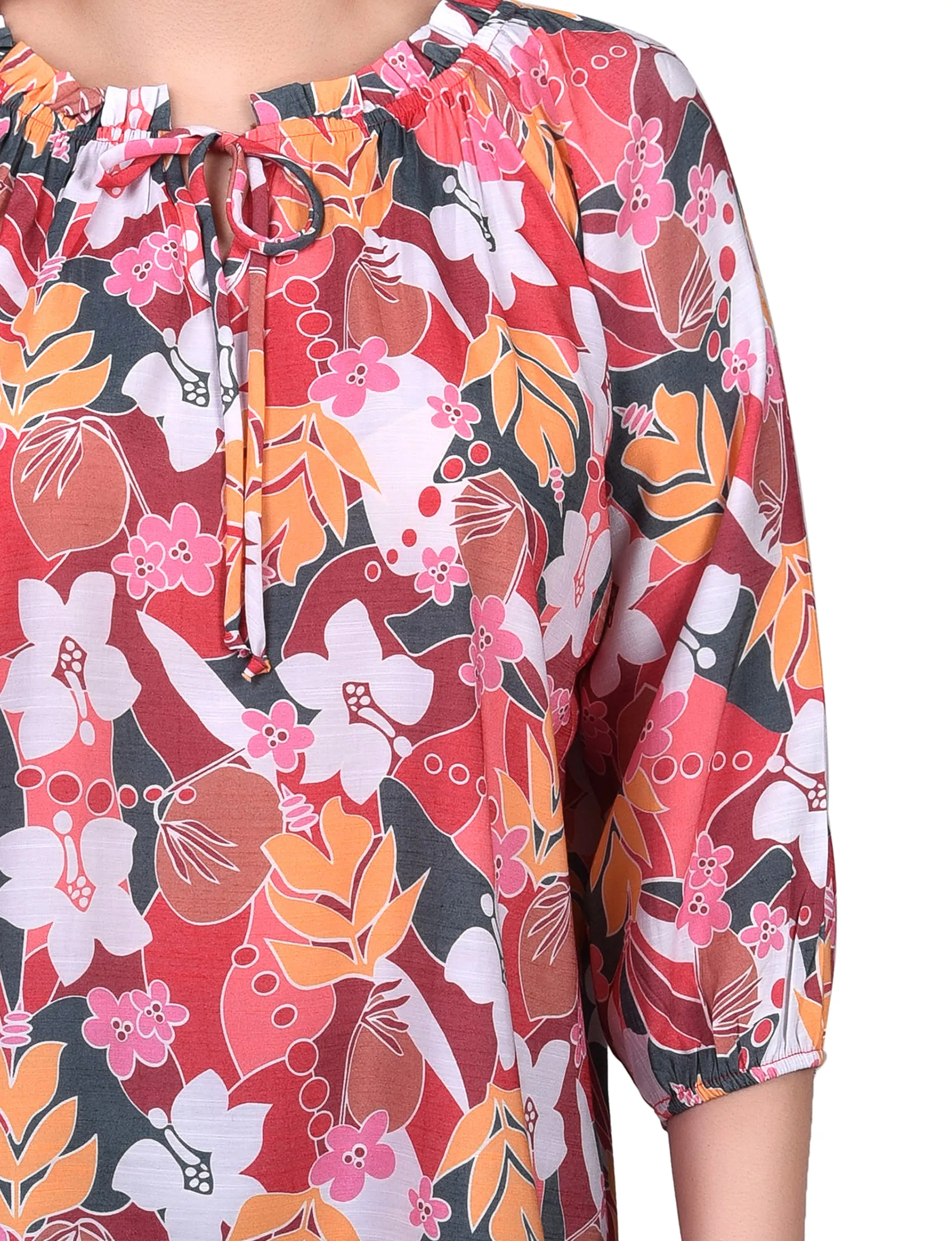 Blouse à encolure coulissante avec manches 3/4