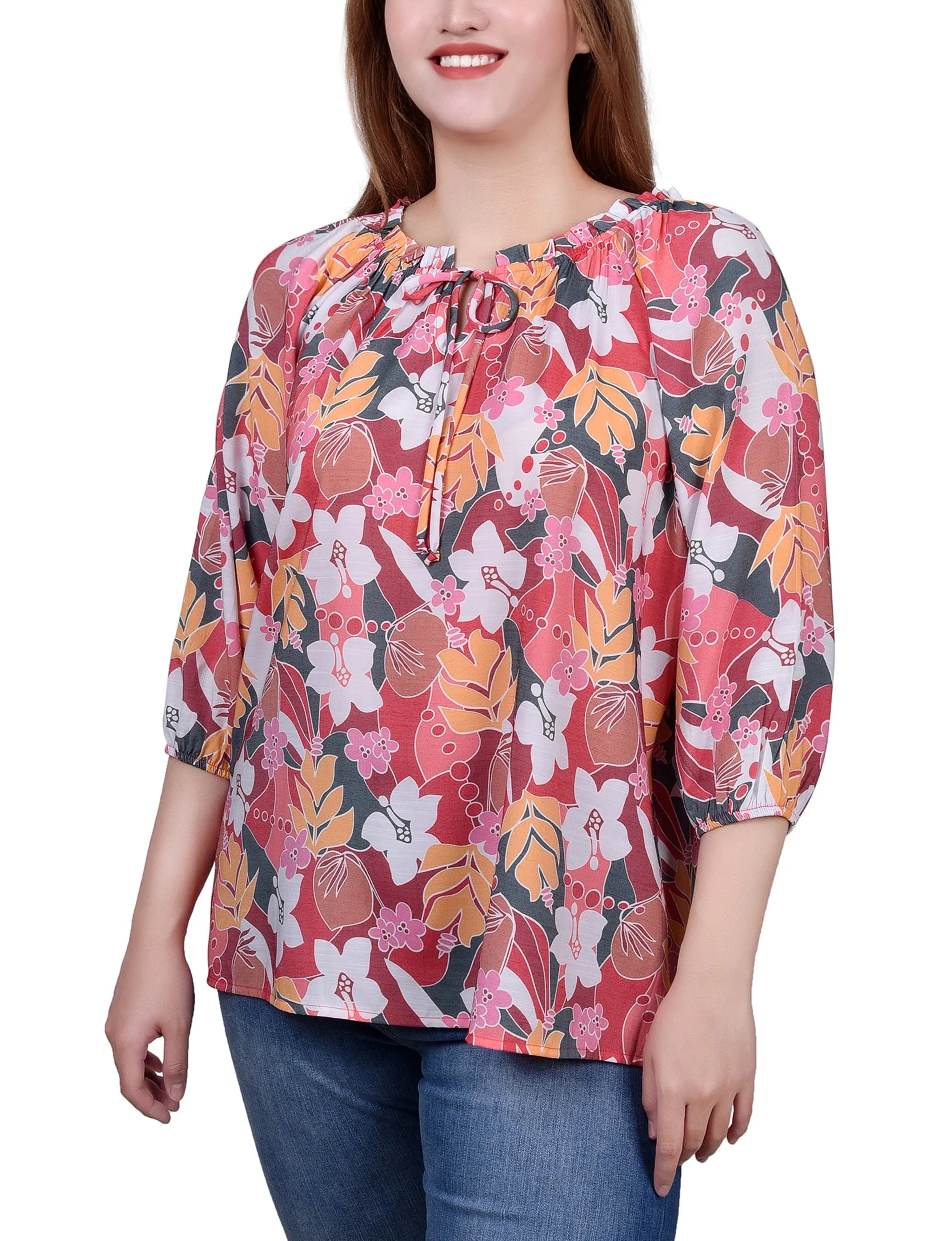 Blouse à encolure coulissante avec manches 3/4