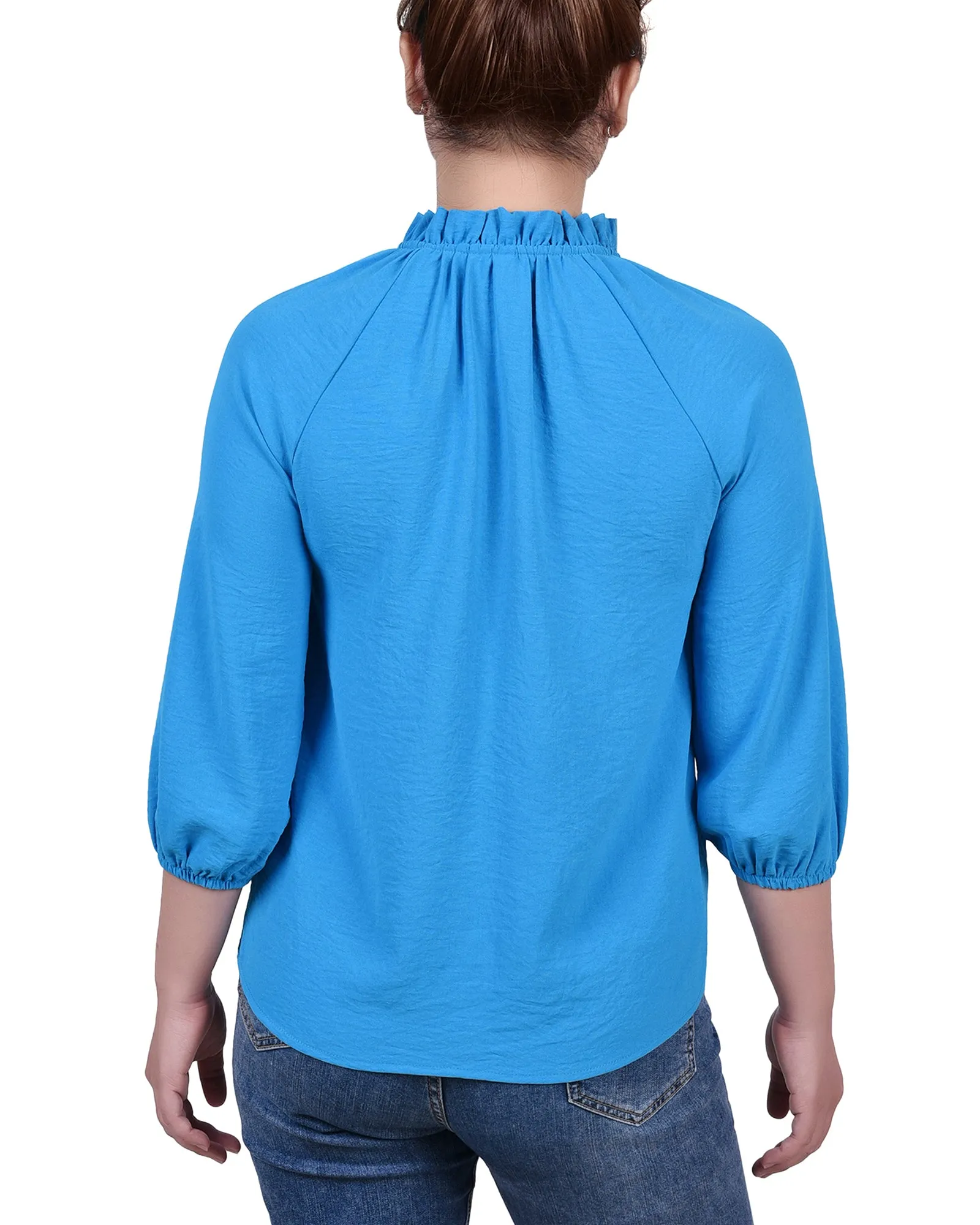 Blouse à col volanté avec manches 3/4