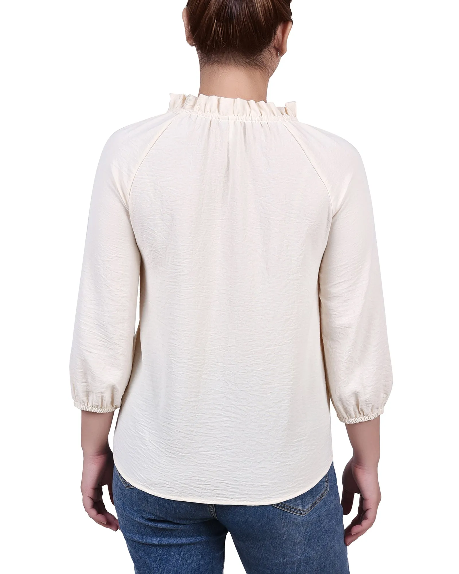 Blouse à col volanté avec manches 3/4