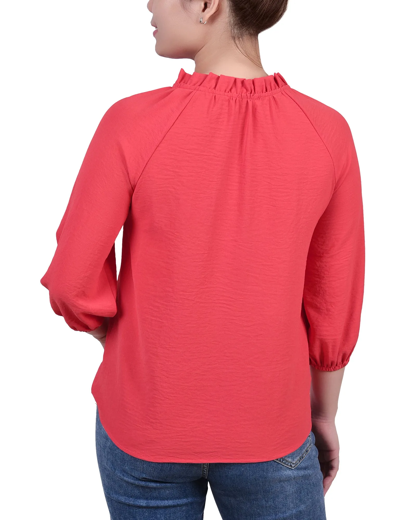 Blouse à col volanté avec manches 3/4