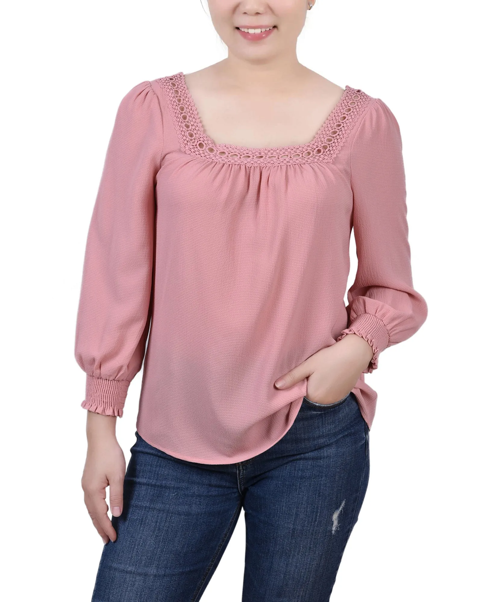 Blouse carrée à manches 3/4