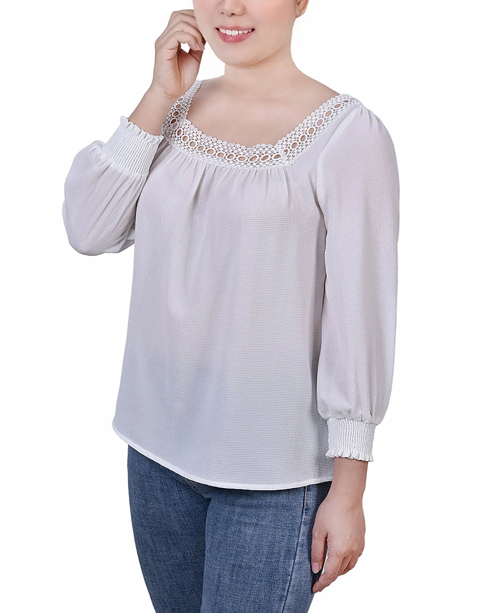 Blouse carrée à manches 3/4