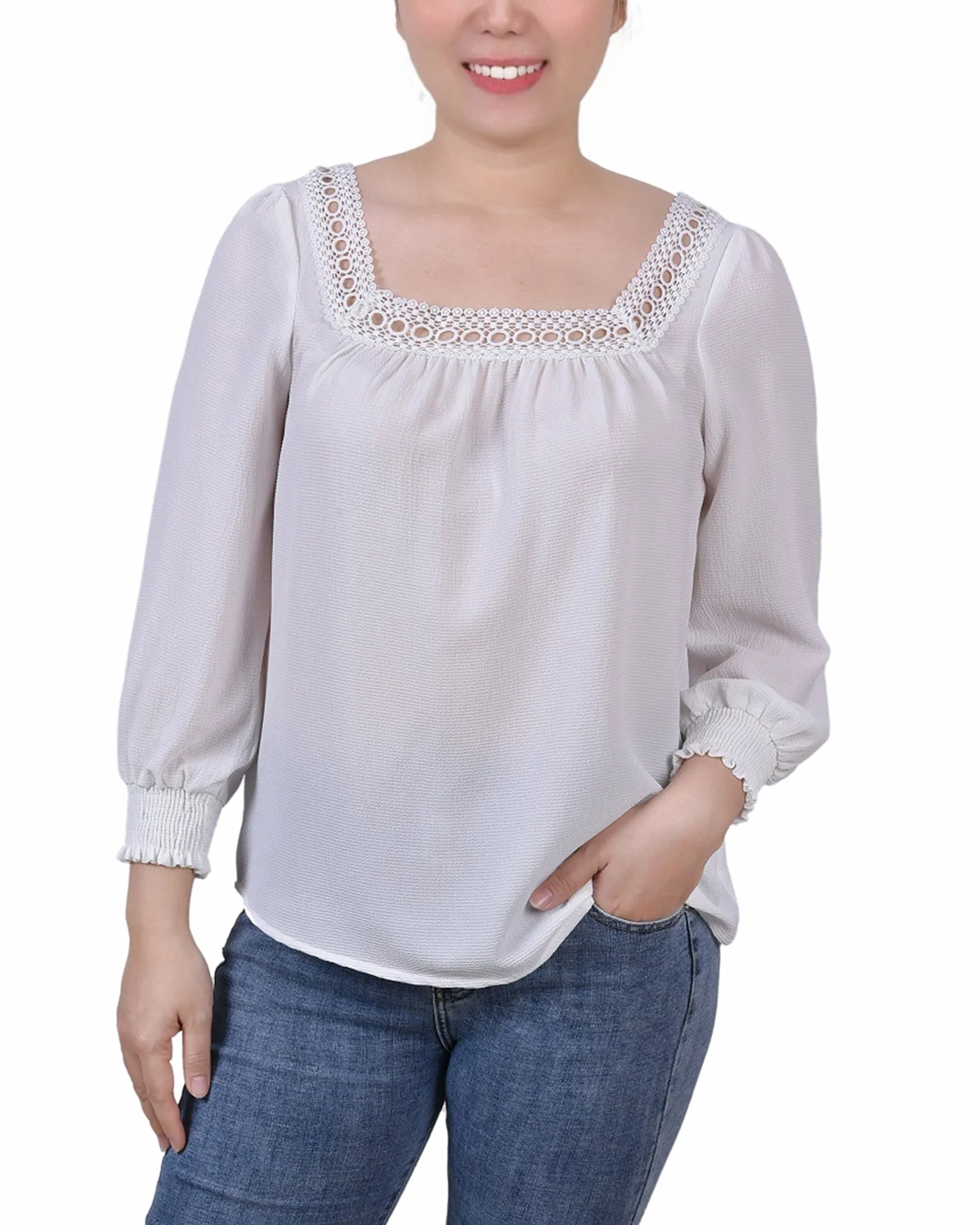 Blouse carrée à manches 3/4