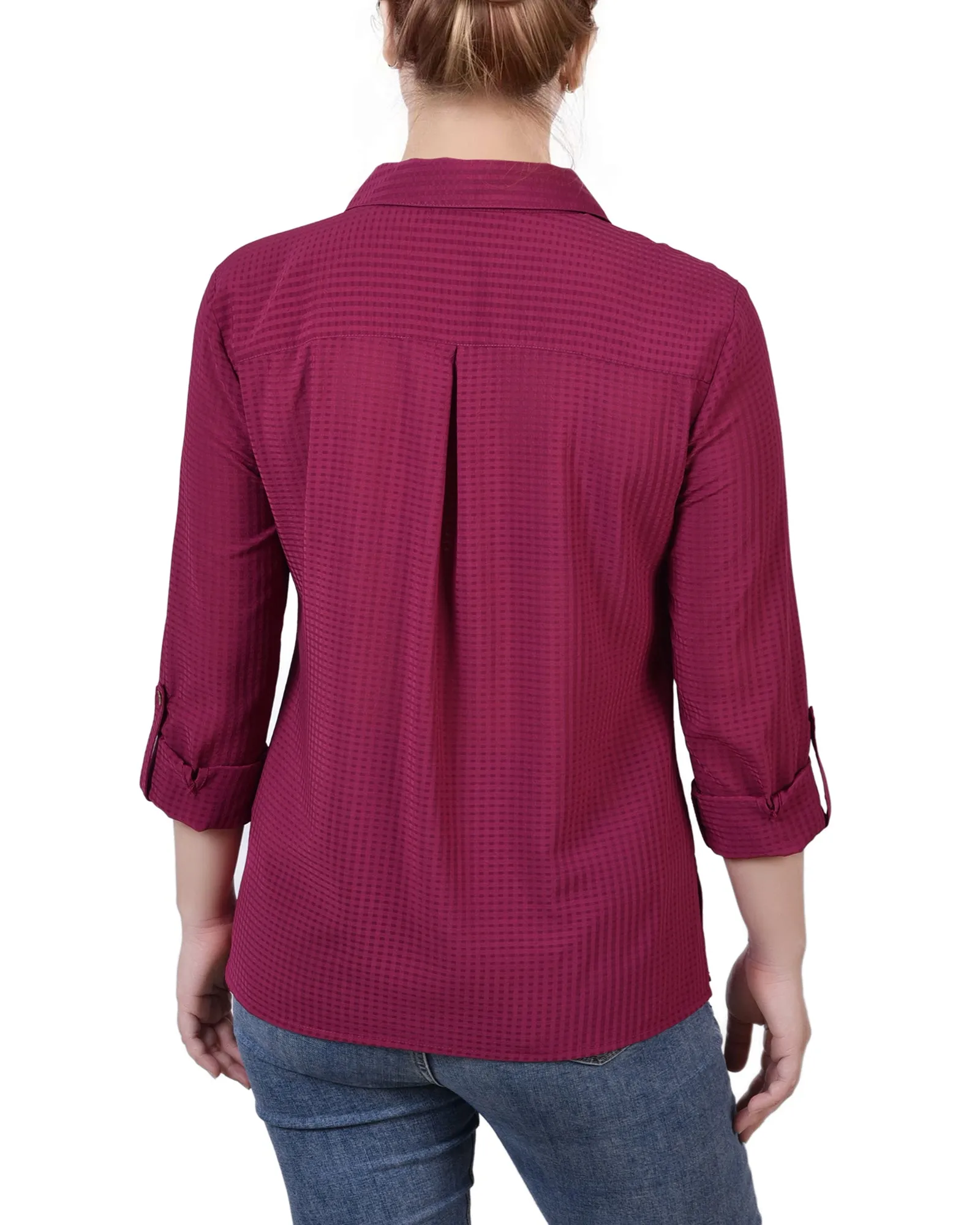 Blouse à carreaux à manches 3/4