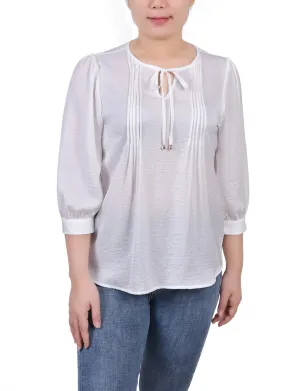 Petite Elbow Sleeve Satin Blouse