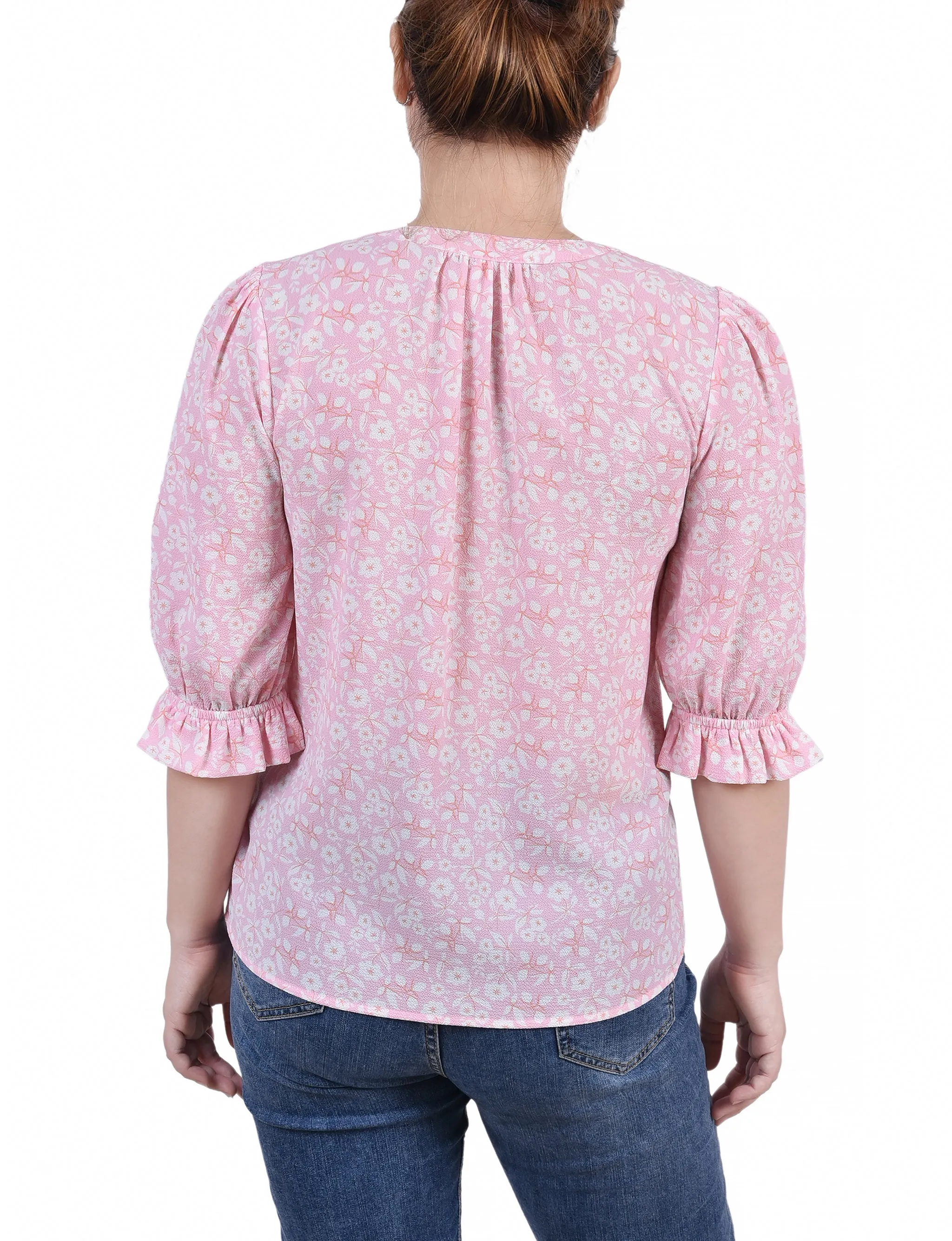 Blouse Y col avec manches coudes courtes